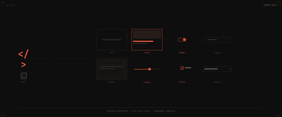UI DIY — curated UI component marketplace with buttons, cards, toggles, and more